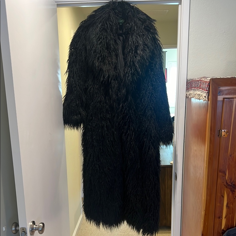 Long Black Faux Fur Coat